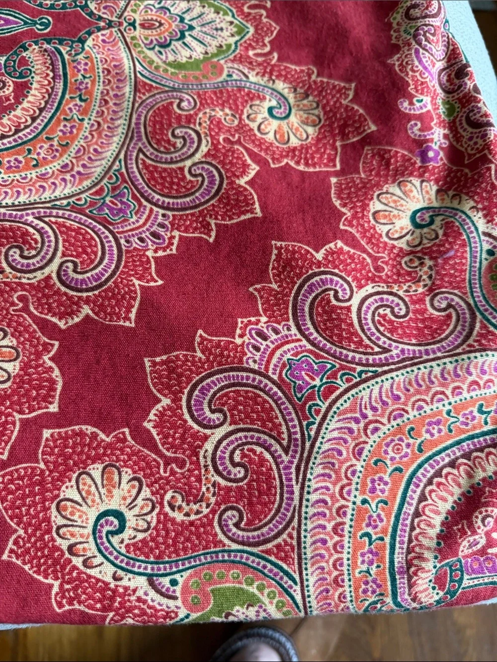 Pottery Barn Red Paisley Medallion Pillow Cover 24x24 Cotton Linen